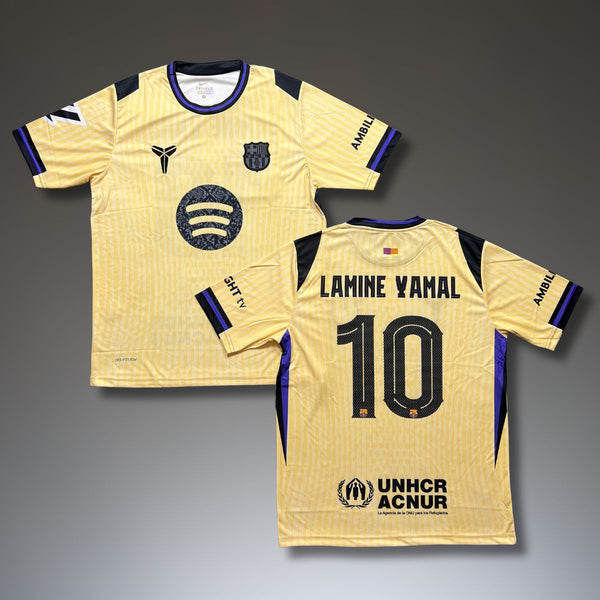 Ανδρική φανέλα ποδοσφαίρου Μπαρτσελόνα, Γιαμάλ. Ειδική λευκή έκδοση